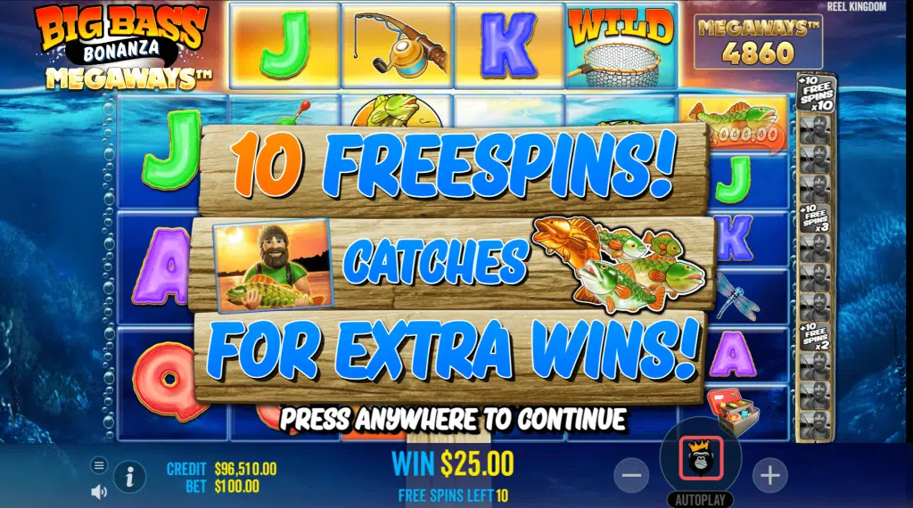 Big Bass Bonanza Megaways 3 Scatters Get 10 Free Spins
